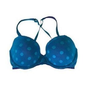 DKNY Teal Blue Bra 32D Polka Dot